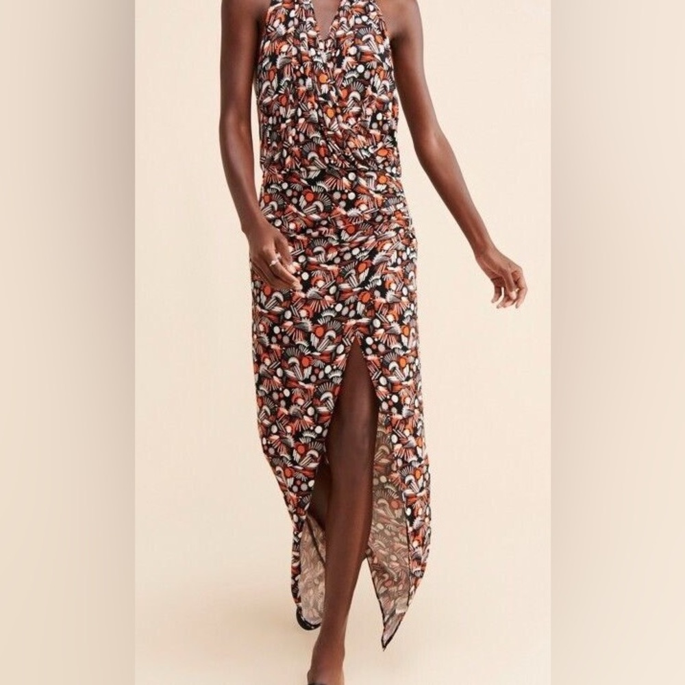 FREE PEOPLE Floral Backless Dress $68 SIZE EXTRA SMALL Ankle Length Brown Orange - Picture 12 of 12